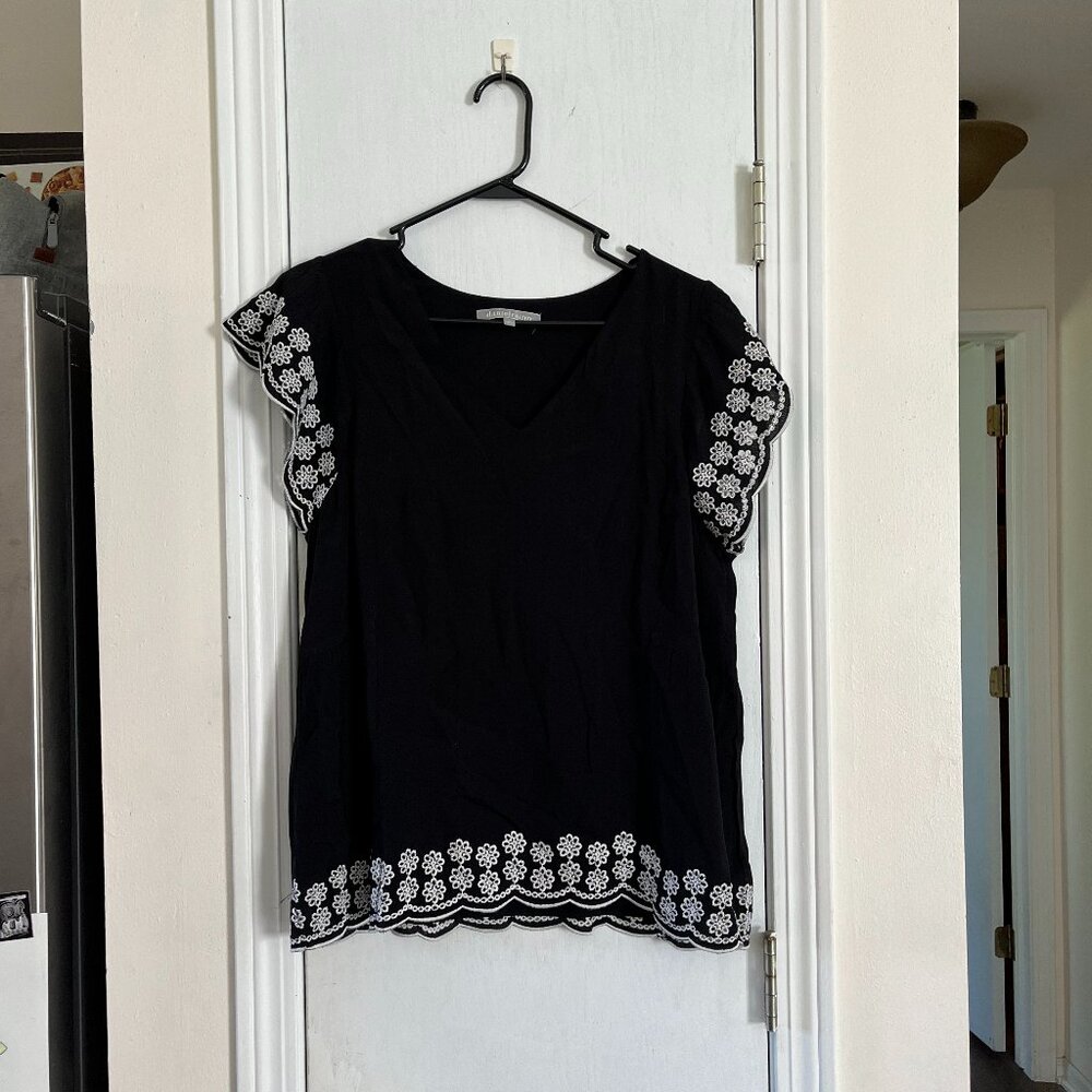 Daniel Rainn Embroidered-Edge Blouse